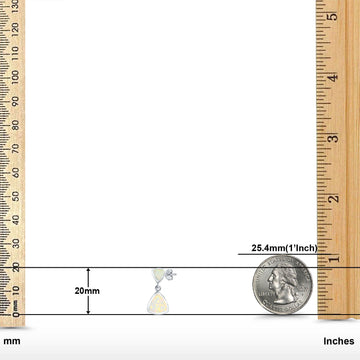 Triangle Shape Stud Tipi Earrings Lab Created White Opal 925 Sterling Silver (20mm)